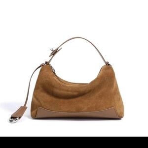 8 OTHER REASONS SUEDE HANDBAG WITH CROSSBODY STRAP NWT Chestnut Brown Gold Hardw